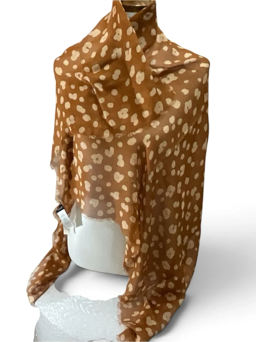 Madewell Leopard Print Scarf Wrap Shawl 100% Modal Rust Tan 42” Square NWT Boho